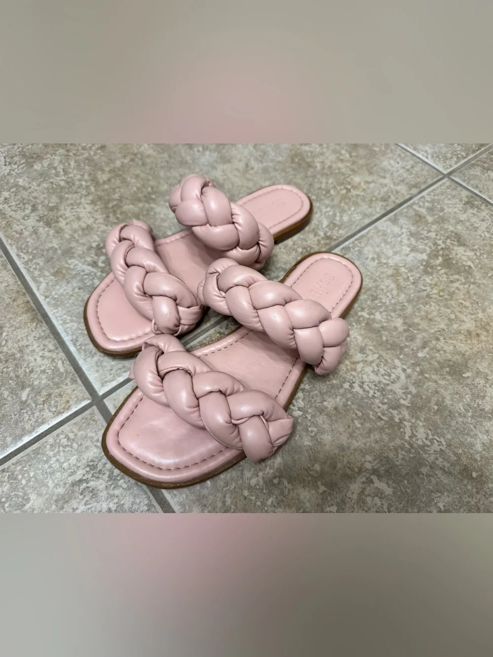 SCHUTZ Pink Braided Double-Strap Slide Sandals